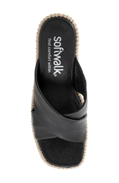 Softwalk Hastings Espadrille Platform Wedge Slide Sandal In Black