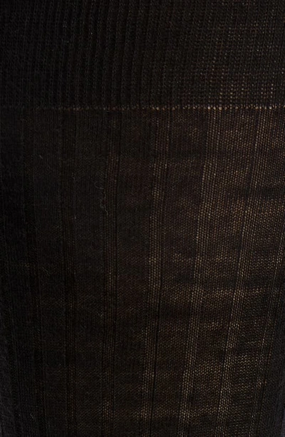 Canali Ribbed Wool Blend Socks In Black