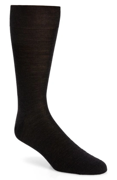 Shop Canali Solid Wool Blend Socks In Charcoal