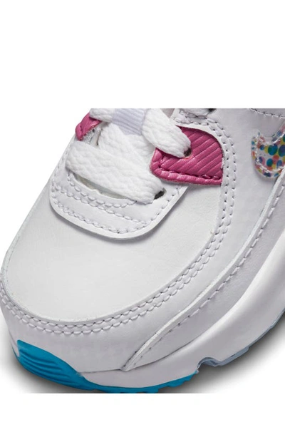 Shop Nike Kids' Air Max 90 Ltr Se Sneaker In White/ Multi-color/ Fuchsia