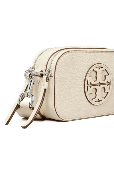 Shop Tory Burch Mini Miller Leather Crossbody Bag In New Ivory