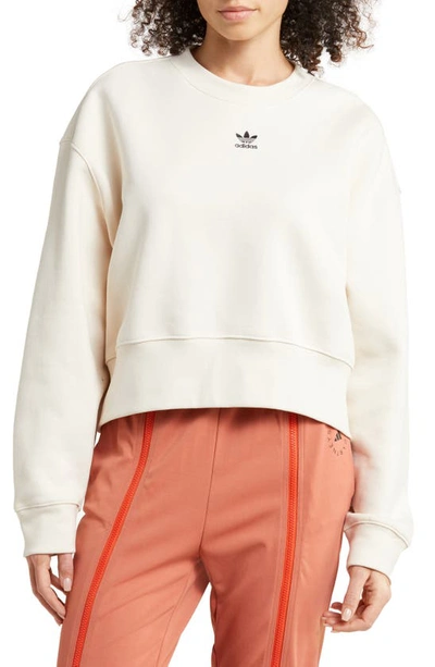 Shop Adidas Originals Trefoil Crewneck Sweatshirt In Wonder White