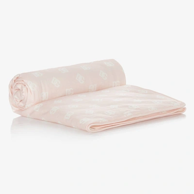 Shop Dolce & Gabbana Girls Pink Cotton Padded Dg Baby Blanket (78cm)