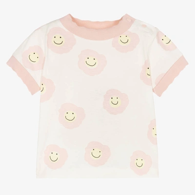 Shop Stella Mccartney Kids Girls Ivory & Pink Floral T-shirt