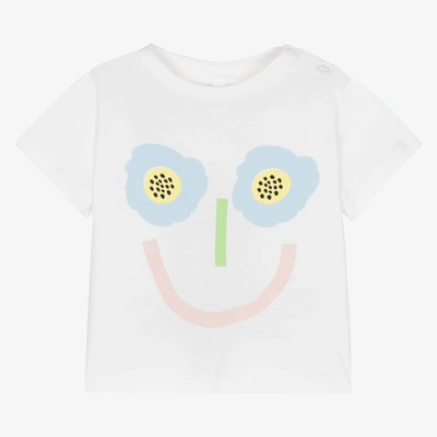 Shop Stella Mccartney Kids Girls White Flower Face T-shirt