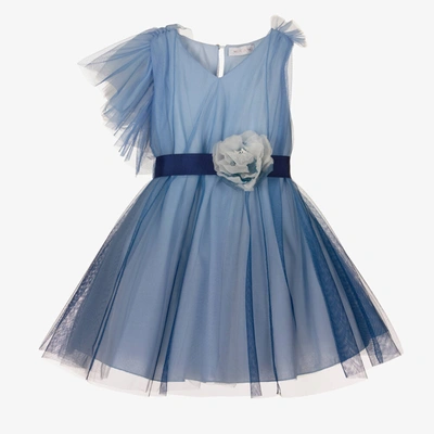 Shop Monnalisa Chic Girls Blue Tulle Ruffle Dress