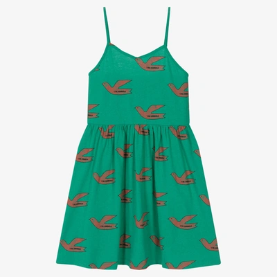 Shop The Animals Observatory Teen Girls Green Cotton Logo Bird Dress In Ivory