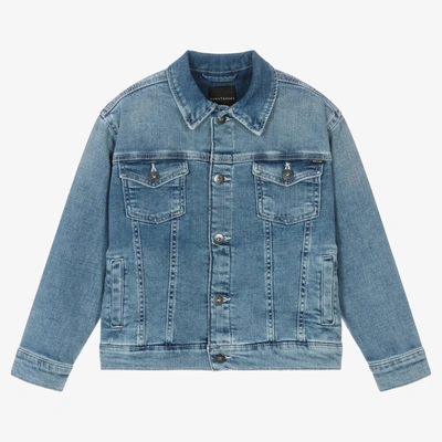 Shop Mayoral Nukutavake Boys Mid-blue Cotton Denim Jacket