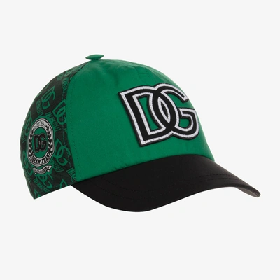 Shop Dolce & Gabbana Boys Green & Black Logo Cap
