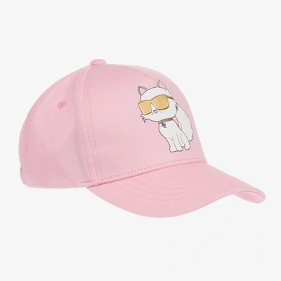 Shop Karl Lagerfeld Teen Girls Pink Cotton Choupette Hat