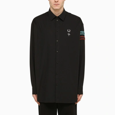 Shop Raf Simons Black Shirt With Embroideries