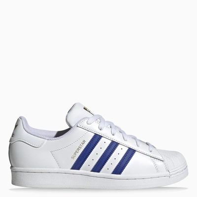 Shop Adidas Originals | White/blue Superstar Sneakers