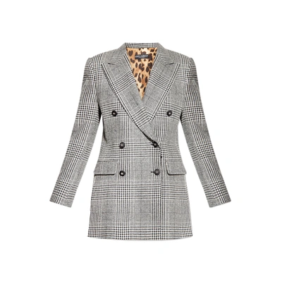 Shop Dolce & Gabbana Double-breasted Blazer In Gray
