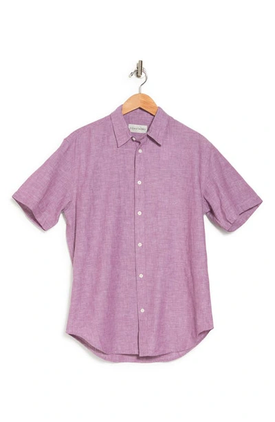 Shop Coastaoro Key Largo Short Sleeve Linen Blend Button-up Shirt In Merlot