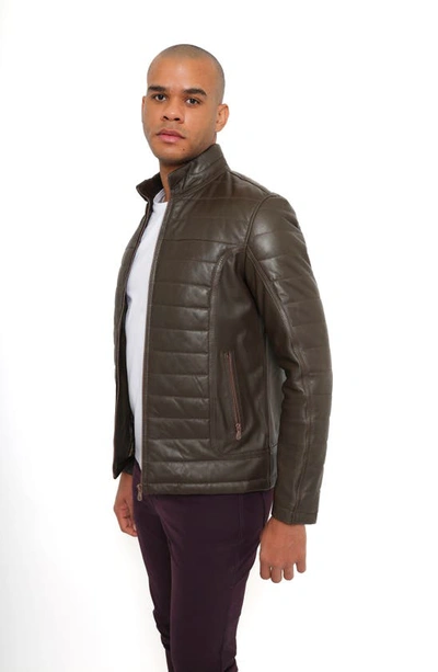 Shop Pino By Pinoporte Quilted Leather Jacket In Midnight Forest