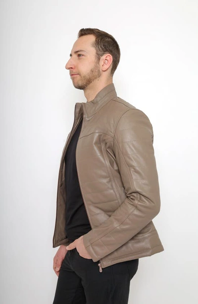 Pino By Pinoporte Quilted Leather Jacket In Taupe