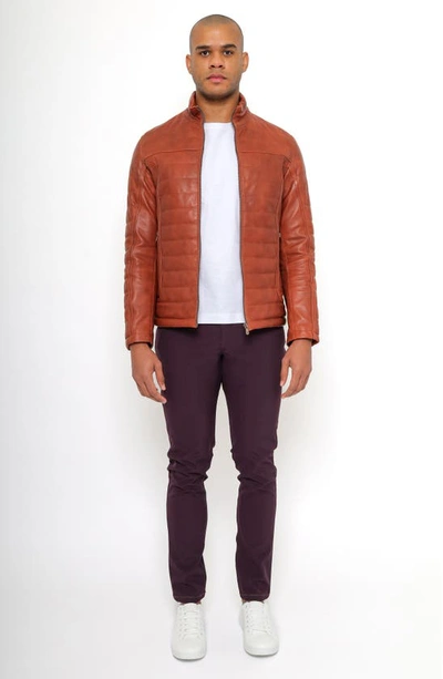 Shop Pino By Pinoporte Quilted Leather Jacket In Tobacco