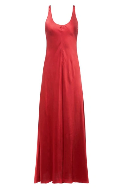 Shop L Agence Clea Satin Slipdress In Red Dahlia