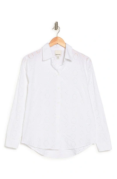 Shop Industry Republic Clothing Long Sleeve Embroidered Eyelet Shirt In White