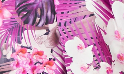 Shop Kay Unger Lucienne Floral Strapless Column Gown In Magenta Purple/ Pink