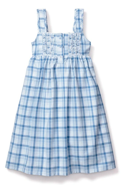 Shop Petite Plume Kids' Seafarer Plaid Flannel Nightgown In Blue