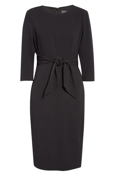 Shop Adrianna Papell Tie Waist Crepe Sheath Dress In Black