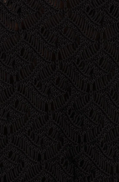 Shop Versace La Greca Crochet Lace Crewneck Sweater In Black