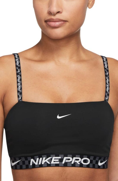 Shop Nike Dri-fit Pro Indy Bandeau Sports Bra In Black/ Iron Grey/ White