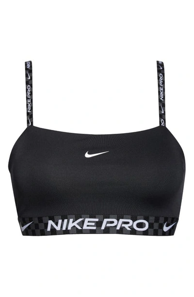 Shop Nike Dri-fit Pro Indy Bandeau Sports Bra In Black/ Iron Grey/ White
