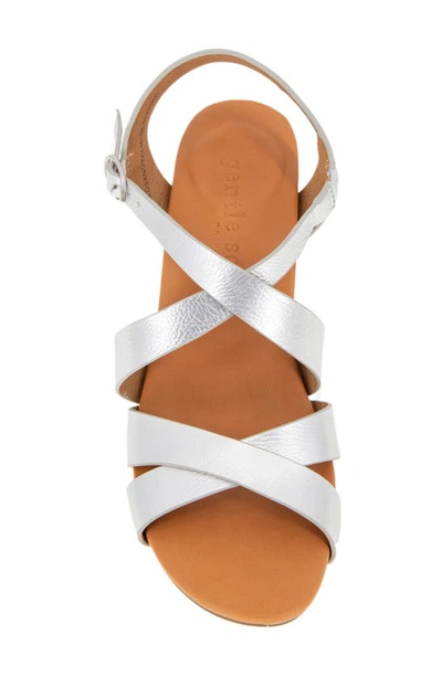Shop Gentle Souls By Kenneth Cole Isla Strappy Wedge Sandal In Silver Leather
