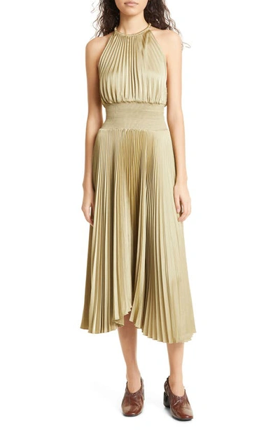 Shop A.l.c Renzo Ii Pleated Sleeveless Midi Dress In Elmwood