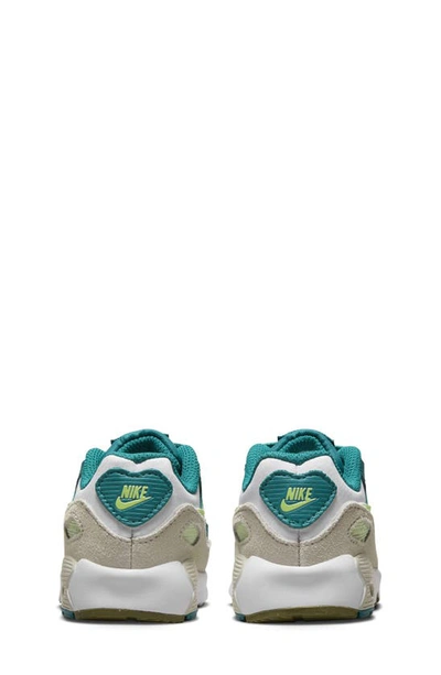 Shop Nike Kids' Air Max 90 Sneaker In White/ Spruce/ Phantom/ Volt