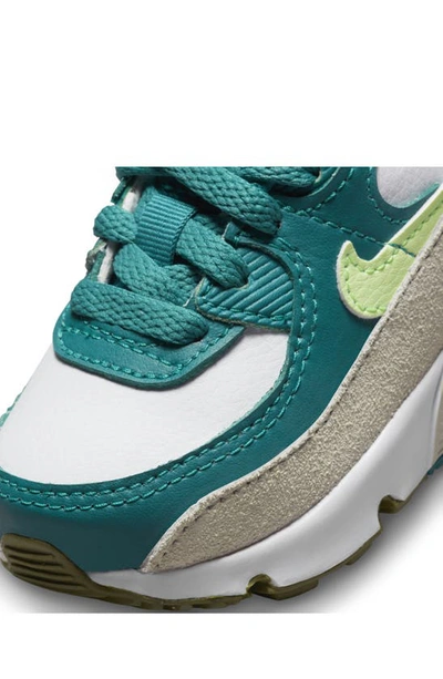 Shop Nike Kids' Air Max 90 Sneaker In White/ Spruce/ Phantom/ Volt