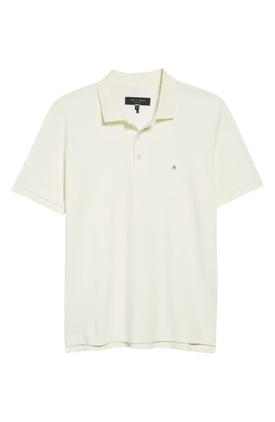 Rag & Bone Interlock Slim Fit Performance Polo In Ivory