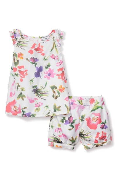 Shop Petite Plume Gardens Of Giverny Two-piece Short Pajamas In White