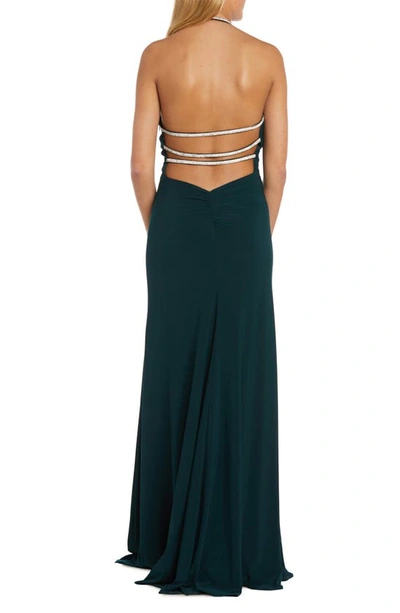 Shop Morgan & Co. Drape Front Gown In Hunter