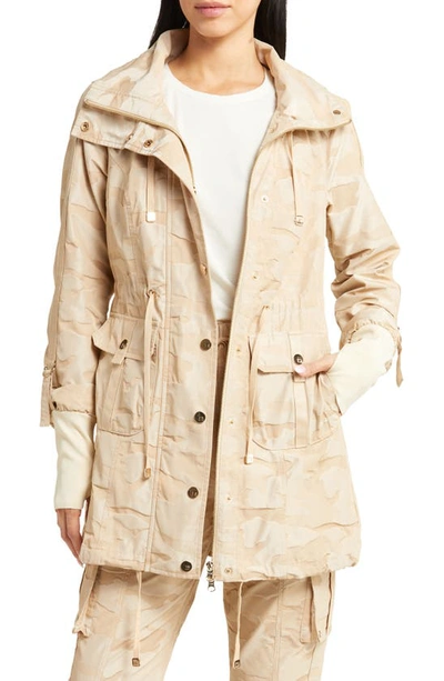 Shop Blanc Noir Camo Hooded Anorak In Irish Cream/ Gold