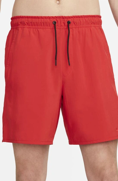 Shop Nike Dri-fit Unlimited 7-inch Unlined Athletic Shorts In University Red/ Black
