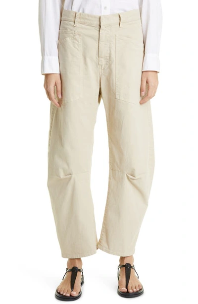 Nili Lotan Shon Cotton And Linen-blend Twill Tapered Pants In Sandstone