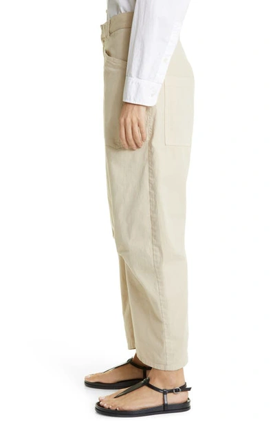 Nili Lotan Shon Cotton And Linen-blend Twill Tapered Pants In Sandstone
