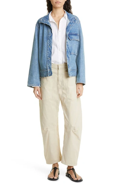 Nili Lotan Shon Cotton And Linen-blend Twill Tapered Pants In Sandstone