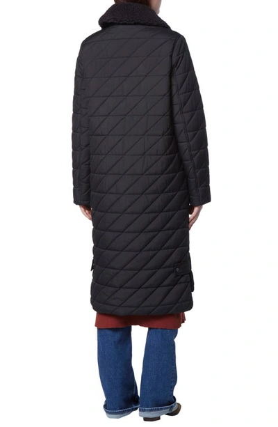Shop Andrew Marc Maxine Quilted Coat With Faux Shearling Collar In Black