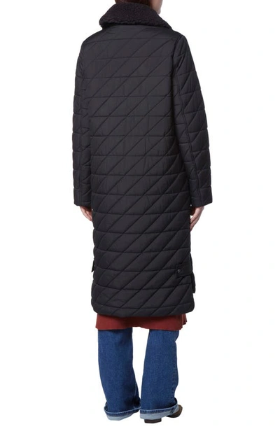 Andrew Marc Rhombus Quilted Long Jacket In Black