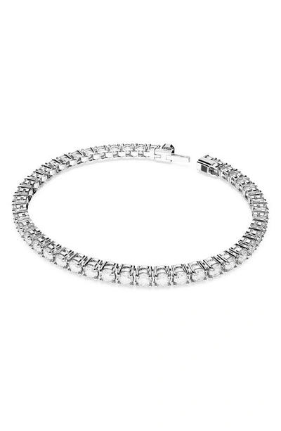 Shop Swarovski Re Matrix Tennis Bracelet In Silver