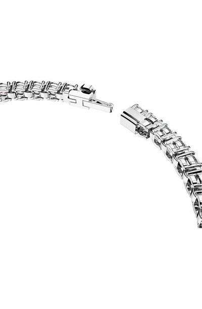 Swarovski Crystal Round Cut Matrix Tennis Bracelet In Silver