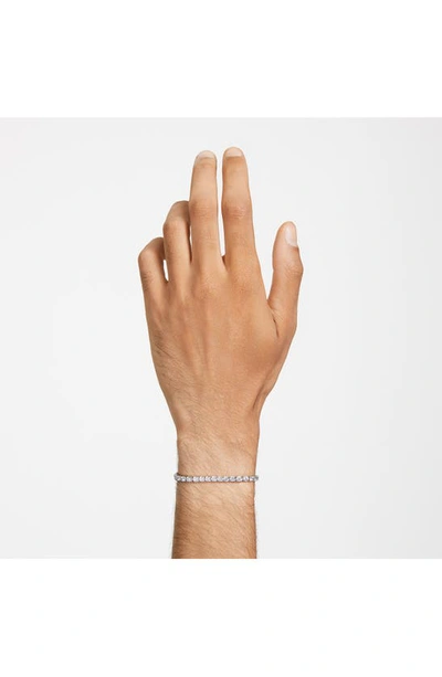 Swarovski Crystal Round Cut Matrix Tennis Bracelet In Silver