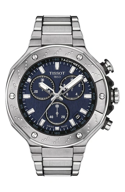 Shop Tissot T-race Chronograph Bracelet Watch, 45mm In Grey