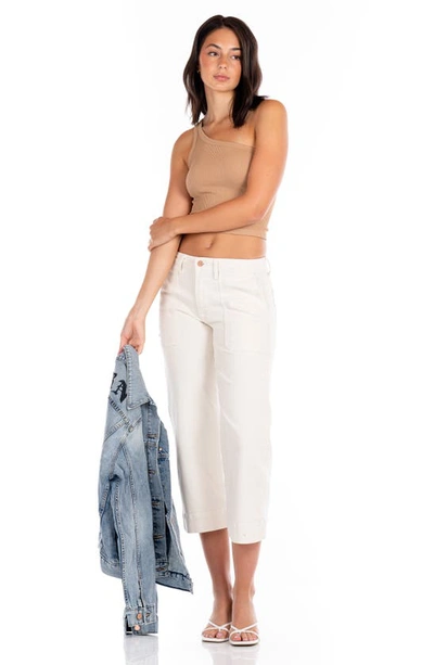 Shop Modern American Farrah Crop Wide Leg Pants In Ecru