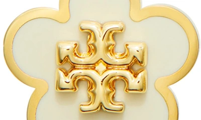 Shop Tory Burch Flower Stud Earrings In Tory Gold / New Ivory