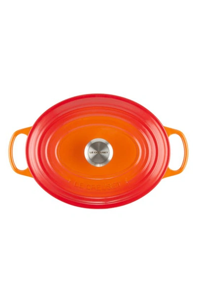 Shop Le Creuset Signature 2.75-quart Oval Enamel Cast Iron Dutch Oven In Flame